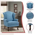 thumbnail image 3 of UIXE High Back Accent Chairs Set of 2, Upholstered Armchair in Fabric with Solid Wood Legs, Retro Arm Chair Comfy Single Sofa Reading Seat for Living Room, Sky Blue, 3 of 6