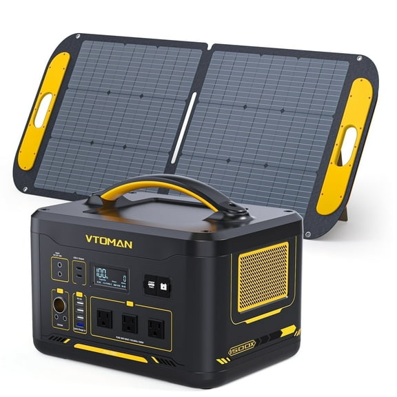 VTOMAN 1500W Portable Power Station 110W Solar Panels Included,828Wh Solar Generator & 110W Portable Panel for Home Backup,Blackout,Emergency,Camping