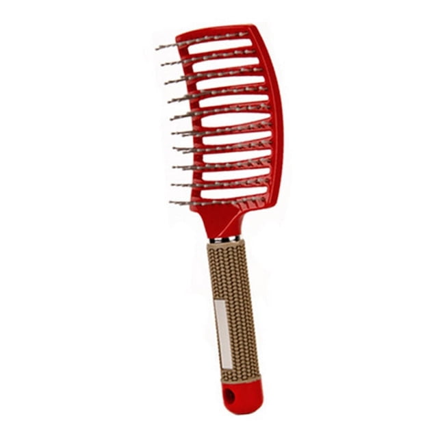 Curved Vented Detangling Hair Brush with Round Glazed Teeth for Curly, Detangling, Wavy Hair Ergonomic Design with Suspend Hole, Suitable Hair Type: Curly, Detangling, Wavy