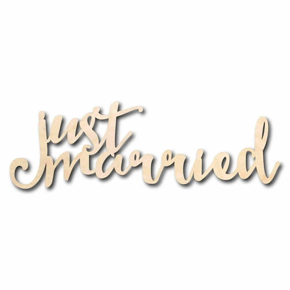 Just Married Sign Unfinished Wood Cutout Home Decor DIY Wedding 8" / 1/8"