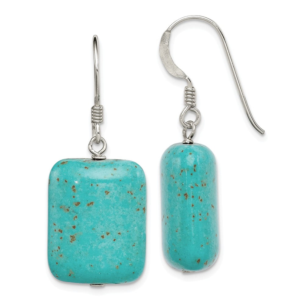 33mm x 15mm Solid 925 Sterling Silver Dyed Howlite Earrings