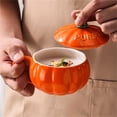 thumbnail image 5 of Pumpkin Coffee Mug, Pumpkin Mug with Lid & Spoon, Cute Ceramic Fall Mugs Orange Cartoon Coffee Cup, 5 of 6
