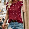 thumbnail image 2 of Weardear Women's Shirts Summer Casual Crewneck Lace Crochet Short Sleeve Blouses Cute Floral Print Loose Tunic Tops, 2 of 5