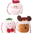 thumbnail image 4 of Bolsas de regalo de Navidad, con cordón Bolsas de regalo de Navidad de tela reutilizables, para regalos y decoraciones Muñeco de nieve súper lindo Papá Noel Ciervo, 4 of 5