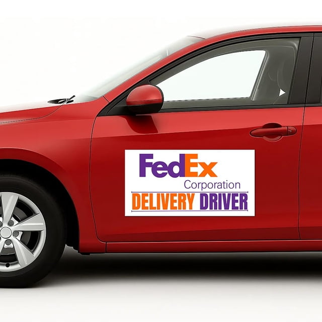 Feddex Deliivery Driver Car Magnet Sign by DC | Flexible Car Magnetic Sheets with Adhesive Backing | 10"x20" Bumper Magnet Sticker for Vehicles, Trucks & Business Advertising Signs 2 PC | USA Made