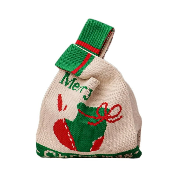 Bolsa de regalo de Navidad Soledad 3 piezas reutilizable para caramelos y golosinas verde