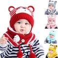 thumbnail image 2 of Gorro cálido de invierno para niños, gorro con orejeras para bebé, gorro de punto para bebé con corte de bufanda, 2 of 8