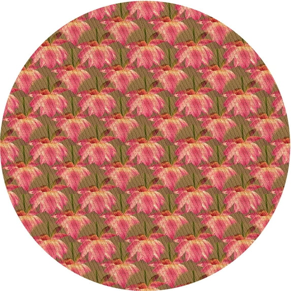 Ahgly Company Indoor Round Patterned Lava Red Area Rugs, 5' Round