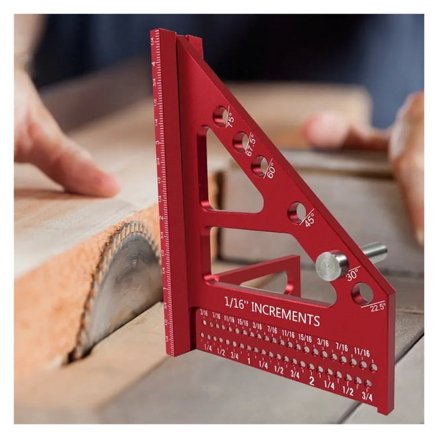 3D Multi-Angle Woodworking Square Protractor, Aluminum Alloy Miter Triangle Ruler T-Type Scriber ,Precise Clear
