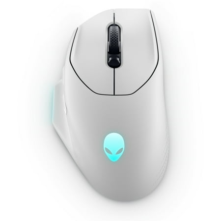 Alienware Wireless Gaming Mouse - AW620M Lunar Light - Wireless, wired, 26000 dpi, 7 Buttons, full-sized, Asymmetrical shape, Non-slip grip, up to 140 hours* of gaming, AlienFX RGB lighting zones