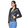 thumbnail image 1 of Sharo Classic Leather Ladies Soft Leather Bikers Jacket, 1 of 9