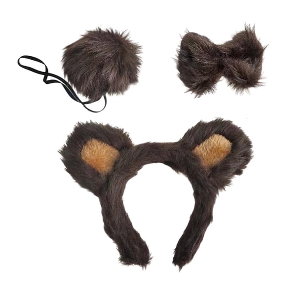 Conjunto De Orejas Y Cola De Animales Lindo Para Niños Para Festivales De Disfraces Vacaciones Oso