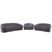 Grey Velvet Rounded Sofa Set 3Pcs RILEY Meridian Contemporary Modern