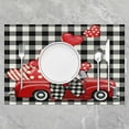 thumbnail image 2 of Love Themed Placemats Set of 4 12"x18" Kids Heart and Car Pattern Placemats for Dining Table Kitchen Valentine''s Day Plaid Table Mats Placemat Romantic Red Decor Table Place Mats, 2 of 4