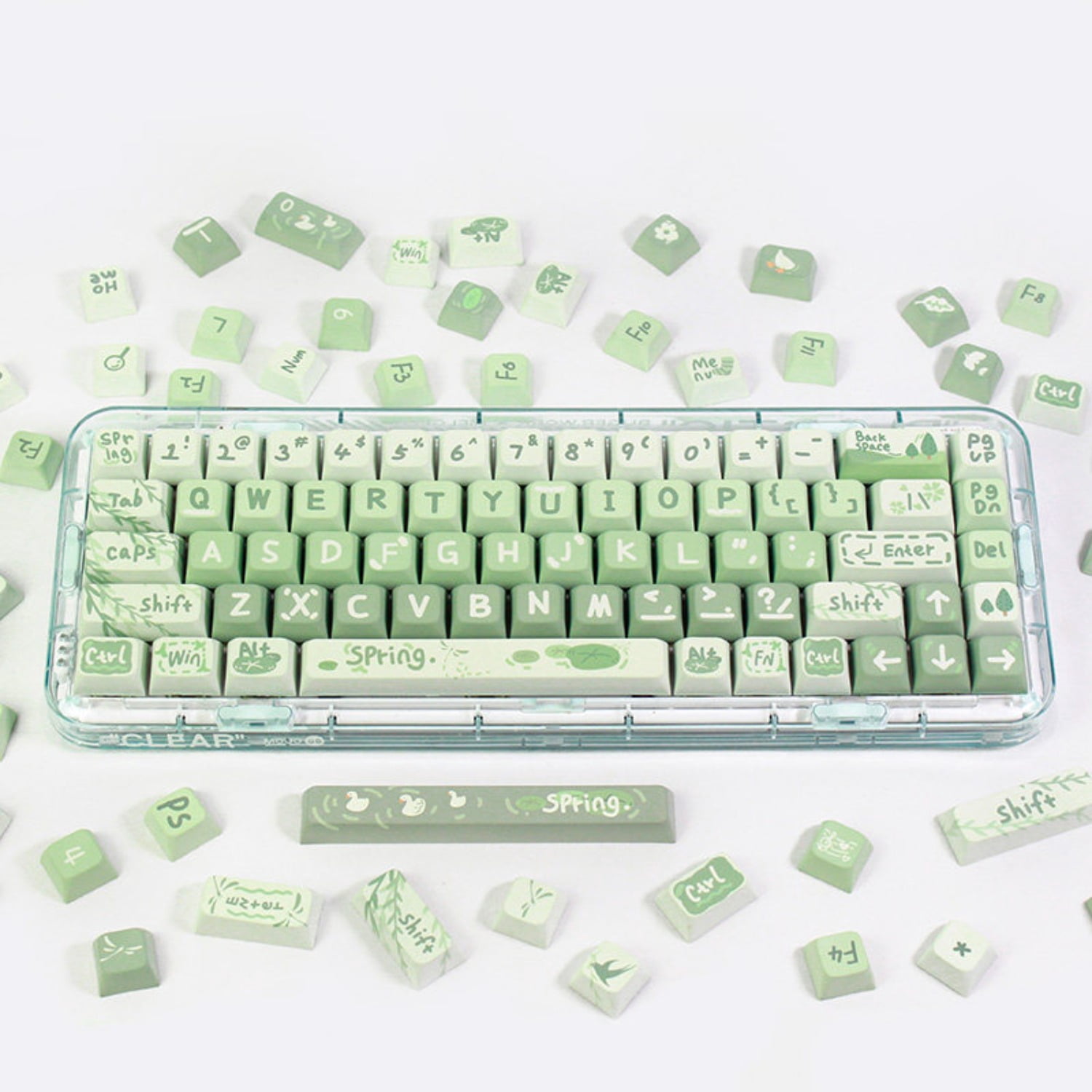 PBT Matcha Milk Green Keycaps, Creative Spring Picnic Theme XDA