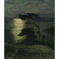 thumbnail image 2 of Thorolf Holmboe 15x17 Black Ornate Wood Framed Double Matted Museum Art Print Titled - Pine Tree on the Coast in Moonlight (1902), 2 of 5