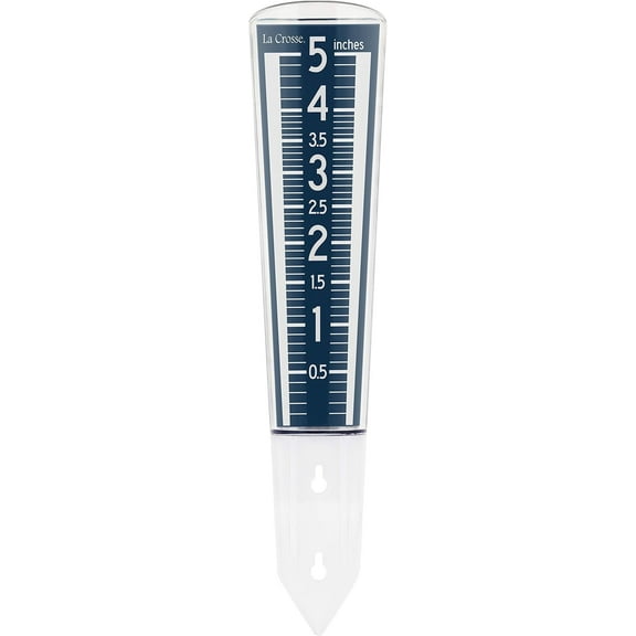 La Crosse Large Magnifying Easy Read 5 Inch Capacity Acrylic Rain Gauge in Navy Blue, 704-1531B