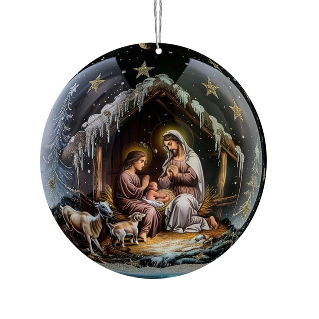 Colgante de bendición de la Natividad con visión estereoscópica navideña Colgante de acrílico para coche de la Natividad