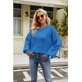 thumbnail image 1 of Suéter de invierno para mujer, estilo casual, manga larga, cuello redondo, suelto, punto grueso, blusablueL, 1 of 3