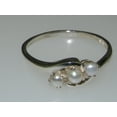 thumbnail image 5 of LBG British Made 10k White Gold Cultured Pearl Womens Trilogy Ring - 33 size options - Size 5.75, 5 of 6