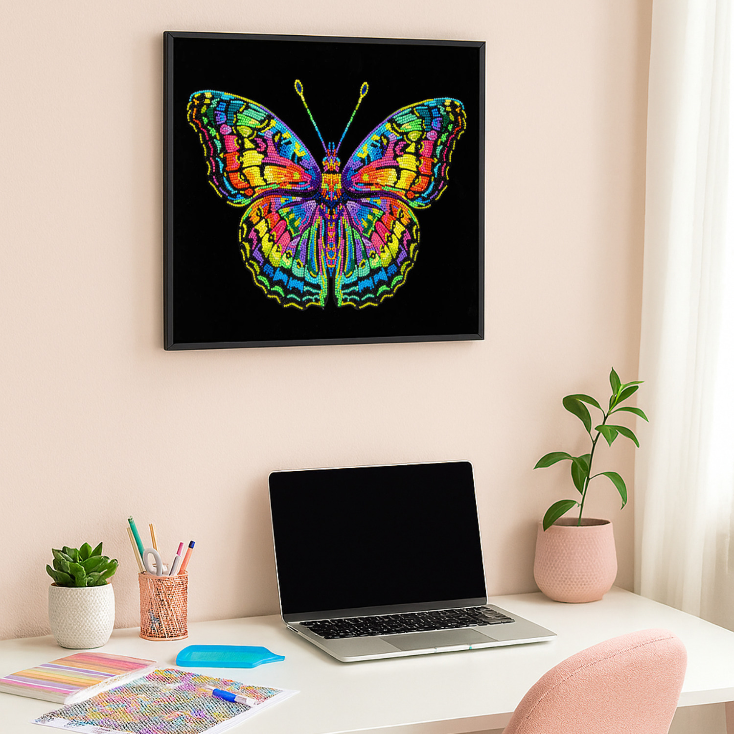 Diamond Dotz Neon Flock Butterfly Diamond Painting Kits for Adults - Colorful Diamond Art Kits a Relaxing Creative Craft Kit with Dotz Gems 14x18