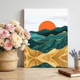 thumbnail image 2 of Canvas Wall Art Abstract Landscape Canvas Art Print Mountain Peaks Hills Sun Boho Pictures Wall Decor for Living Room Bedroom Artwork Decorations Stretched Framed Ready to Hang 24"x32", 2 of 9