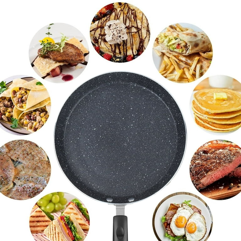 Non Stick Frying Crepe Pan with Handle, Granite Coating Flat Skillet for  Breakfast Pancake Egg Pizza, Induction Cooker Cooking Tool, 6in Small Size
