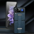 thumbnail image 4 of Leather Case Compatible With Samsung Galaxy Z Flip 4, Anti-fingerprint Adjustable Wrist Strap Kickstand Cover, 4 of 5