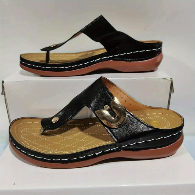 Women‘s Wedge Flip Flops Arch Support Soft Sole Slip On Slide Sandals Comfy Going Out Sandals