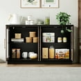 thumbnail image 5 of Homfa 55.1"W Modern Sideboard Buffet with Fluted Glass Doors, Accent Cabinet Console Table TV Stand, Black & Brown, 5 of 7