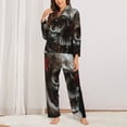 thumbnail image 2 of Fotbe Realistic Rose Skull Pattern Long Sleeve Pajama Set for Women,Sleepwear Set,2-piece Loungewear Set,Soft PJs Comfy Nightwear with Pockets -Medium, 2 of 7
