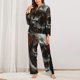 thumbnail image 2 of Balery Realistic Rose Skull Conjunto de Pijama con Estampado para Mujer, Conjunto de Dos Piezas con Manga Larga, Ropa de Dormir Suave con Bolsillos, Pijamas Cómodos-Large, 2 of 7