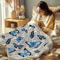 thumbnail image 3 of Butterfly Blankets Fuzzy Throws Vintage Blue Butterflies Throw Blanket for Adults Women Teen Girls Retro Sherpa Fleece Plush Blanket for Bed Couch Sofa (50"x60"), 3 of 6