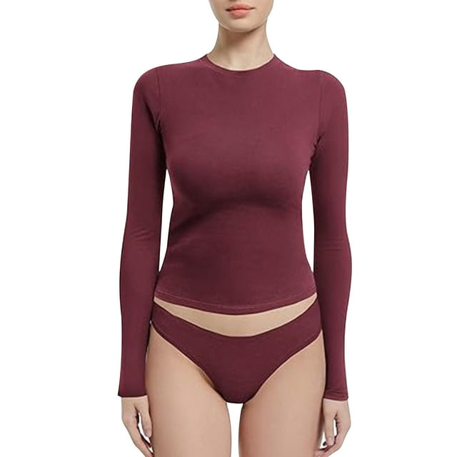 Tidyack , Ensemble de Blouse Décontractée Uni, Haut à Manches Longues à Col Rond pour Femme, Ensemble de Pyjama 2 Pcs, Matière Coton Douce, Tenue Quotidienne, Tenue de Bureau/voyage, Vêtement de Nuit Confortable, Vêtements de Maison Stylés