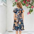 thumbnail image 5 of Grblisyd Girls Casual Dress Short Sleeve Crew Neck Cute Floral Print A Line Dresses Fashion Flare Skater Dress for Play, 5 of 5