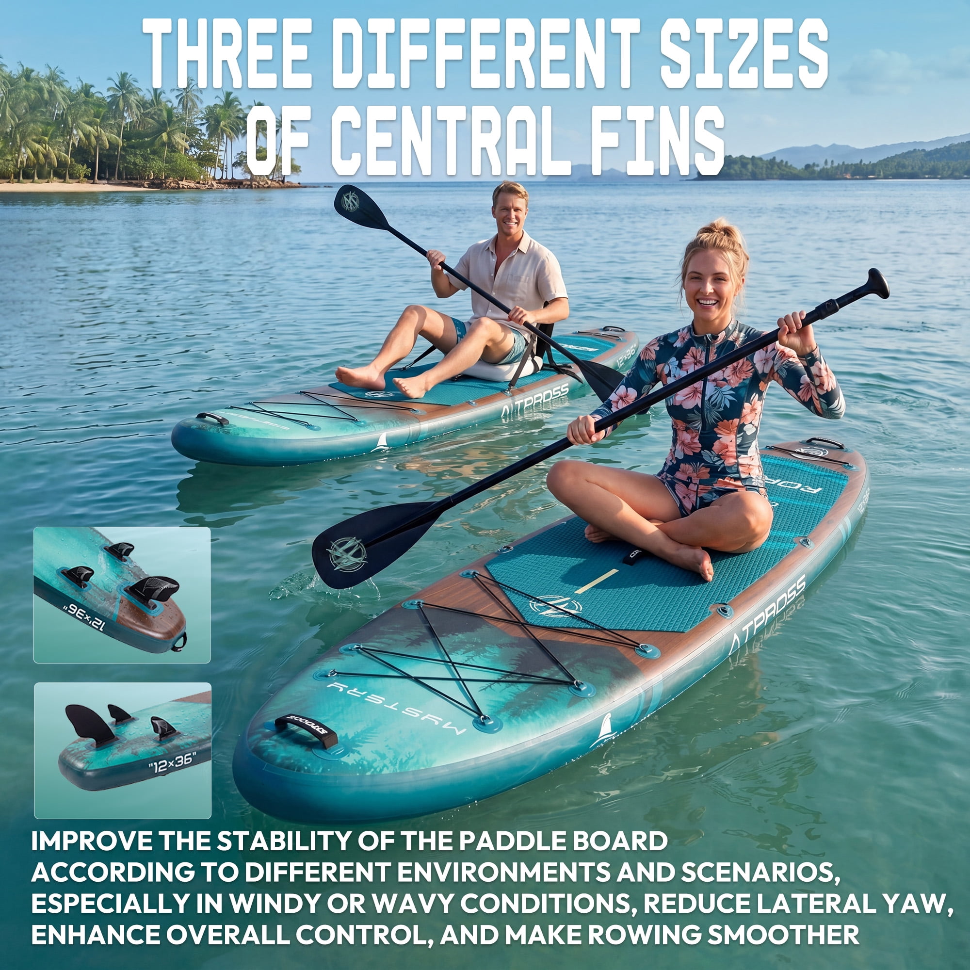 Ultifit Inflatable Paddle Board Extra Wide 500 Lbs Capacity Anti-Slip Design with SUP Accessories and Seat 12' x 36"