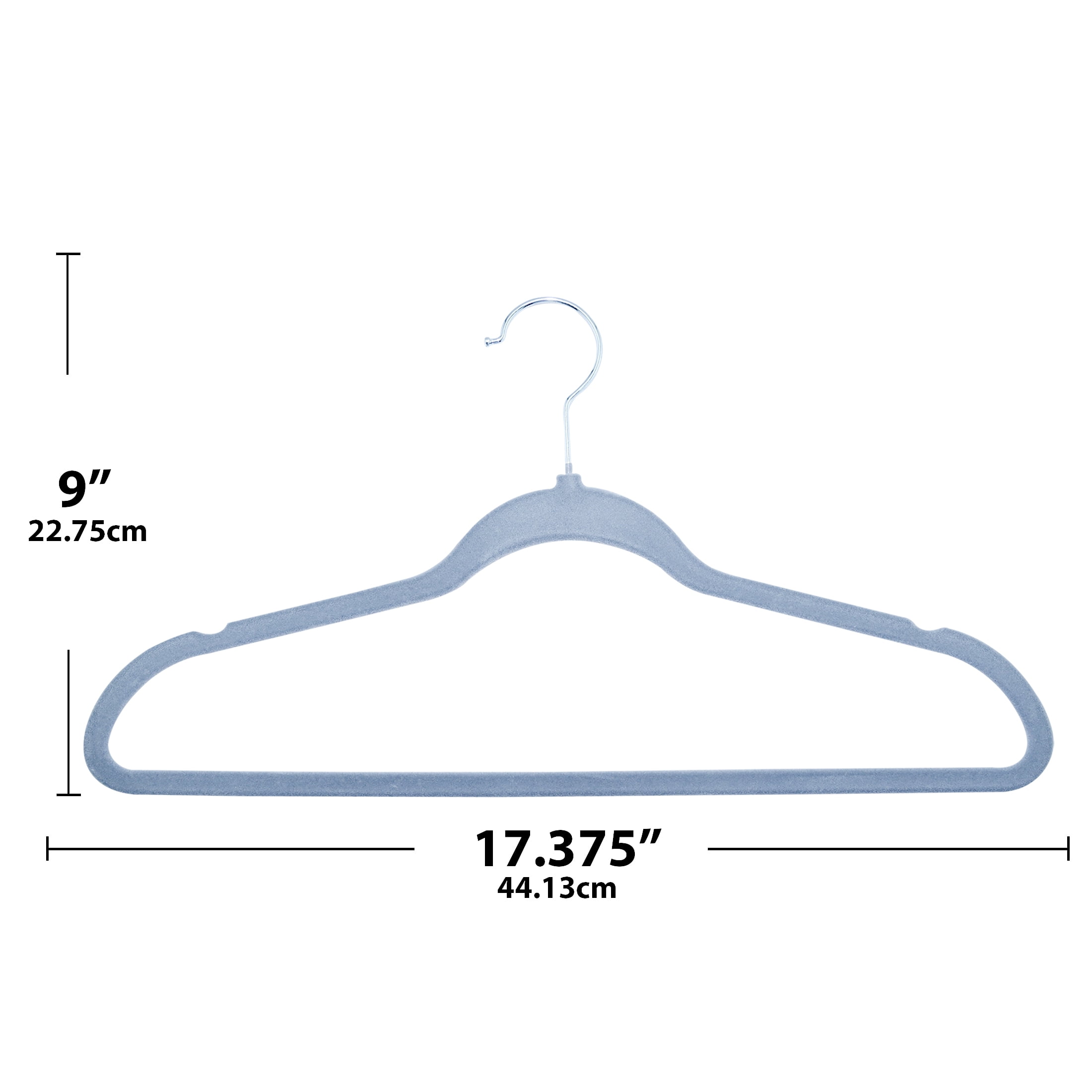 ClosetSelect Velvet Hangers for Any Clothing Type, Gray 50 Count