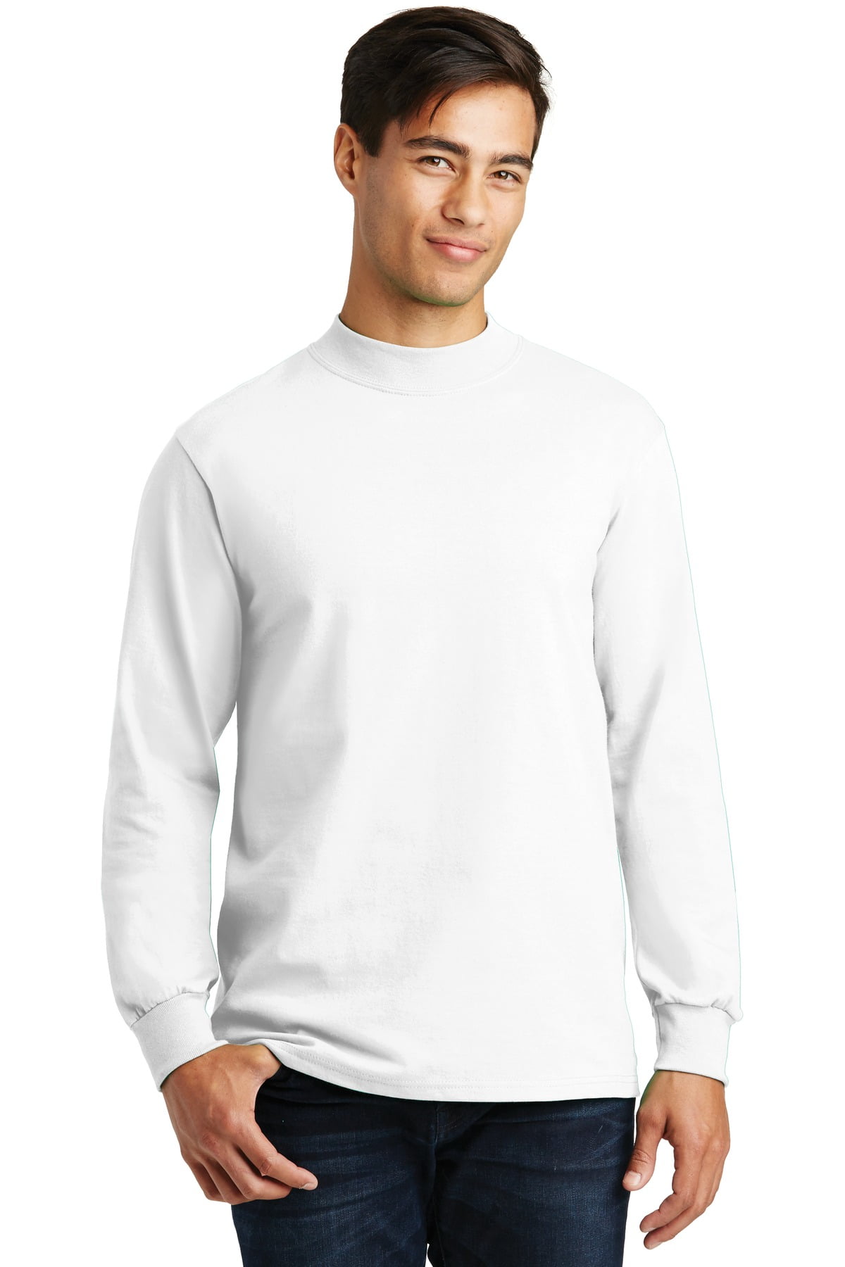 Port & Company by Hanes Mens 100% Cotton Long Sleeve Mock Turtleneck T-Shirt 3XL 