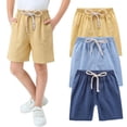 thumbnail image 2 of KAUOD Kids Casual Shorts 3 Pack Boys Girls Soft Elastic Waist Beach Bermuda Shorts Summer Solid Comfy Midi Pants, 2 of 4