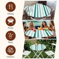 thumbnail image 7 of Green Stripe Round Tablecloth, Fitted Table Cover with Elastic for 36"-44" Round Tables, Gradient Geometric White Vertical Striped Table Cloth Outdoor Indoor Dinning Party Waterproof Tablecloths, 7 of 7