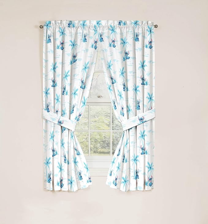 Disney Lilo & Stitch Watercolors 2 Panels Blackout Curtains Set, 63 Inch Long
