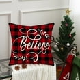 thumbnail image 3 of Christmas Believe Pillow Cover 18X18 Inch Red Black Buffalo Plaid Decoration Holiday Farmhouse Winter Pillow Case Decor for Home Sofa Couch Decor Blessed Leaf Throw Pillow Covers, 3 of 6