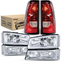 Nilight Headlight and Taillight Assembly Combo Compatible with 2003 2004 2005 2006 Chevy Silverado 1500 1500HD 2500 2500HD 3500 2007 Chevy Silverado 1500 2500 3500 Classic OE Style