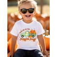 thumbnail image 1 of Halloween T-shirt - Green Vintage Truck & Orange Pumpkins Print, Soft Breathable Short Sleeve Tee for Fall Festivities, Thanksgiving & Casual Outings, Halloween Clothes, Festive Kids Wear, 1 of 6