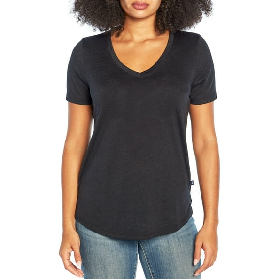 Gap Womens Black Short Sleeve Slub V-Neck T-Shirt XS