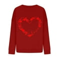 thumbnail image 2 of Guluxicc Womens Sweatshirts Valentine's Day Letter Graphic Print Tops Casual Crewneck Long Sleeve Pullover Shirts, Red, XL, 2 of 4