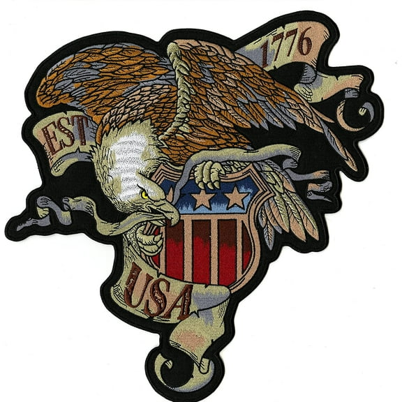 Vintage 1776 Eagle Patch 12" | Declaration of Independence Patriotic Military American Jacket Back Patch USA | Large Embroidered Iron On - by Nixon Thread Co.