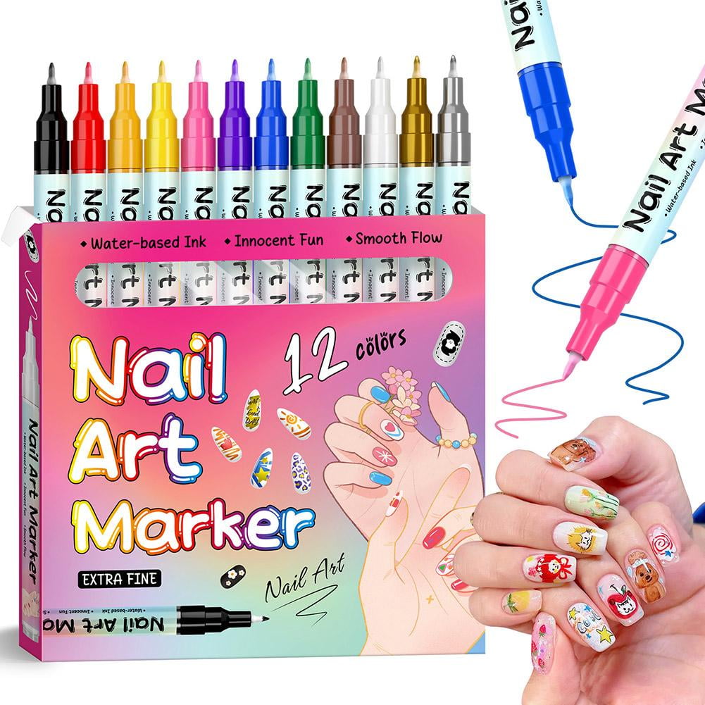 24 Colors Nail Art Marker Quick Dry Graffiti Nail Art Pens for Painting Nails