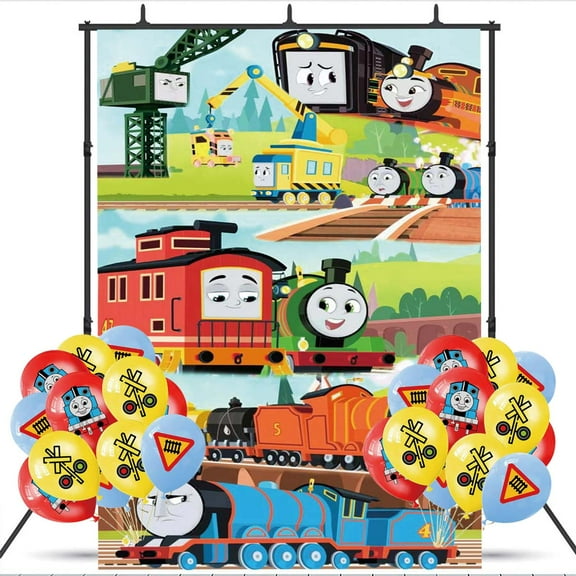 Thomas Backdrop Banner Balloons Party Decorations Supplies Taspestry Wall Decor Background Poster