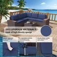 thumbnail image 2 of Gotland Outdoor Patio Furniture Set 9 Piece Sectional Rattan Sofa Set Rattan Wicker Patio Conversation Set with 5 Seat Cushions and 1 Tempered Glass Table,Dark Blue, 2 of 5